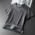 Men Thermal Underwear T-shirt Fleece Thickened Short Sleeve Slim Round Neck Bottom Shirt Velvet Comfortable Top.