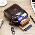 Men's crossbody bag, fashionable leather bag, trendy retro men's top layer cowhide shoulder bag. 