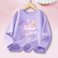 3-14years Girls' Pink Long Sleeve T-shirt - Cute "FRESH" Drink & Animal Print Kids Cotton Top 2026 Spring New.