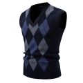 New Mens Argyle Knitwear Vest V Neck Sleeveless Casual Slim Fit Pullover Knitted Sweater Outdoor Streetwear Casual Tank Tops. 