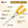 Booms Fishing H06 Multifunctional Locked Pliers 7.8in Stainless Steel Long Hook Remover Line Scissors Crimper Fishing Tools. 