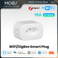 MOES 16A Smart Plug Tuya WiFi/Zigbee Brazil Version Socket Electricity Monitoring Fireproof App Control With Alexa  Home. 