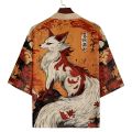 Anime FOX Print Kimono Loose Japanese Streetwear Cardigan Women Men Harajuku Haori Cosplay Top Shirts Yukata.