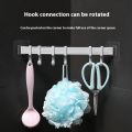 Kitchen Hook Rack No-Drill Hanging Rod Strong Adhesive Bathroom Wall Hook Towel Rack.