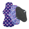 women Reusable menstrual pads for monthly, bamboo charcoal washable sanitary towels for periods, absorbent mama cloth pads 1 pc.