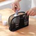 Women Travel Cosmetic Bag Large Capacity Black Mesh Makeup Case Organizer Storage Pouch Casual Zipper Toiletry Make Up Wash Bags. 