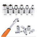 6Pcs 1/4" Ratchet Socket Set Torque wrench Torx Star Female Socket Adapter E Socket Driver Joint Hand Tools E4 E5 E6 E7 E8 E10. 