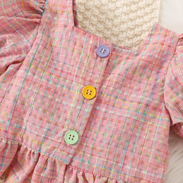 2pc/Set%20Girls'%20Outfit%20Set%20Summer%20Checkered%20Cotton%20Top%20And%20Shorts%20Baby%20Girl%20Clothes%20Cute%20Beach%20Baby%20Set%20-%20Image%206