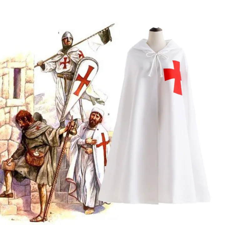 Medieval%20Crusader%20Costume%20Templar%20Cape%20Cloak%20With%20Hood%20Men's%20Renaissance%20Robe%20Knight%20Larp%20Halloween%20Outfit%20For%20Adult%20Teen%20Boys%20-%20Image%202