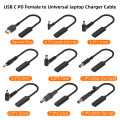 USB 3.1 Type C USB C Laptop Charger Power Adapter Converter USB Type C Female to 4.0*1.35 5.5*2.5 4.5*3.0 4.0*1.7mm Dc Plug Jack.
