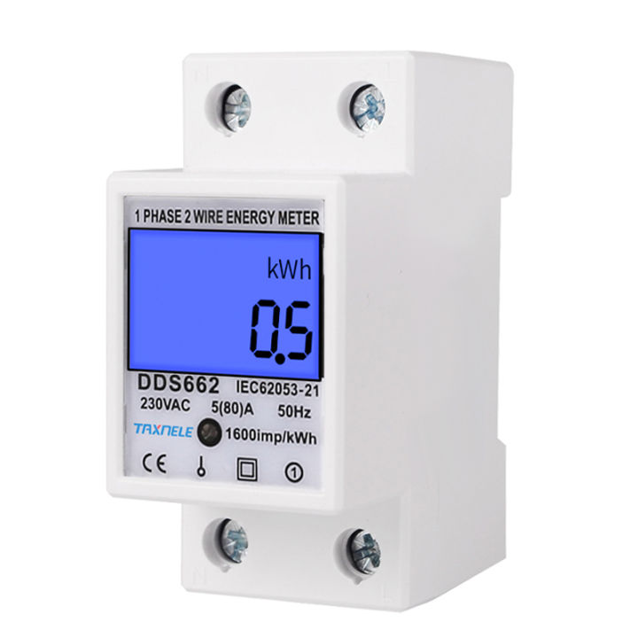 Single Phase Two Wire LCD Digital Display Wattmeter Power Consumption ...
