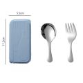 A Pair Stainless Steel Spoon Fork Cutlery Set Harmless Short Handled Round Spoon Fold Portable Dessert Bento Travel Outdoor Camp. 