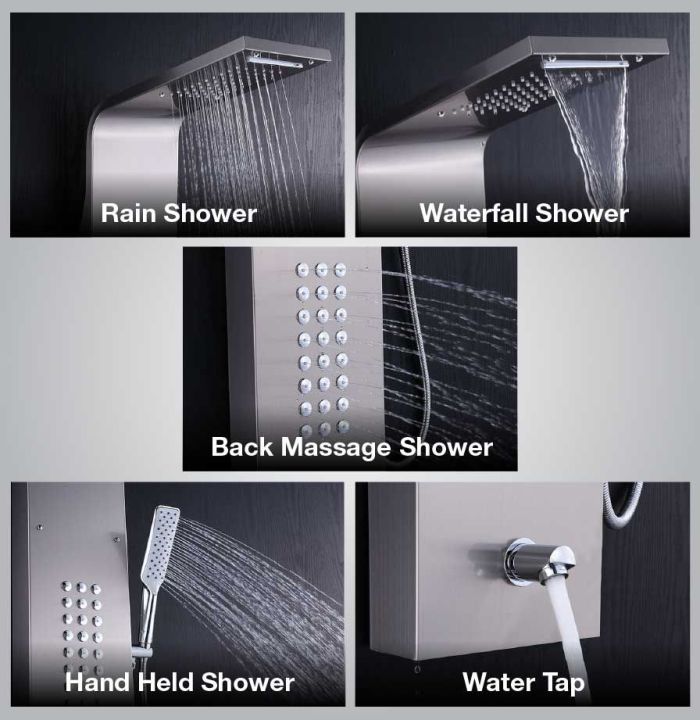 Stainless%20Steel%20304%20Grade%20Shower%20Panel%20Tower%20System%206%20in%20One,%20Rainfall%20Shower,%20Body%20Massage%20Spray,%20Handheld%20Shower,%20Wall%20Mount%20Easy%20Connect%20Shower%20Panel%20Kit.%20-%20Image%206
