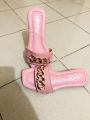 Ladies and Girls Daily Usable Fashionable Flat Shoes | Slim and Gorgeous Design Chain Style Womens Sandals | Girls Slips On Chain Sandals  | Chain Slipper. 