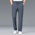 Fashion Men Casual Pants Male Classic Business Brand Elastic Waist Trousers Solid Stretch Straight Leg Pants.