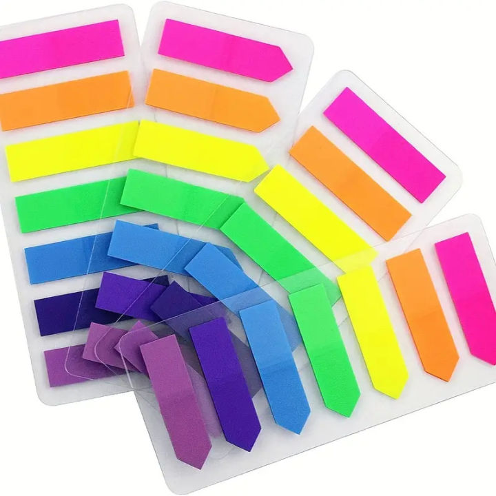 7 Colors Fluorescent PET Index Stickers, Students Book Marking Labels