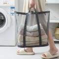 1/2pcs Nylon Mesh Laundry Basket with Handle Breathable Folding Portable Dirty Clothes Organizer Large Capacity Laundry Basket. 