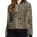 Stylish Leopard-Printed Velvet Zipper Bomber Jacket For Ladies. 