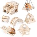 Pet Hamster Wooden Swing Toy for Small Pet Squirrel Golden Bear Guinea Pig Pet Cage Accessories Parrot Seesaw Wooden Bridge Toy. 