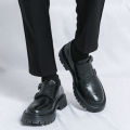 New Men's Grasp Leather Derby Shoes British Platform Buckle Leather Shoes with High and Low Top Casual Shoes for Men. 