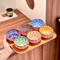 3/6PCS Bohemian Ceramic Sauce Bowls - Small Dishes for Home Cooking, Sushi, BBQ,Snacks | Dishwasher/Microwave Safe for Home.