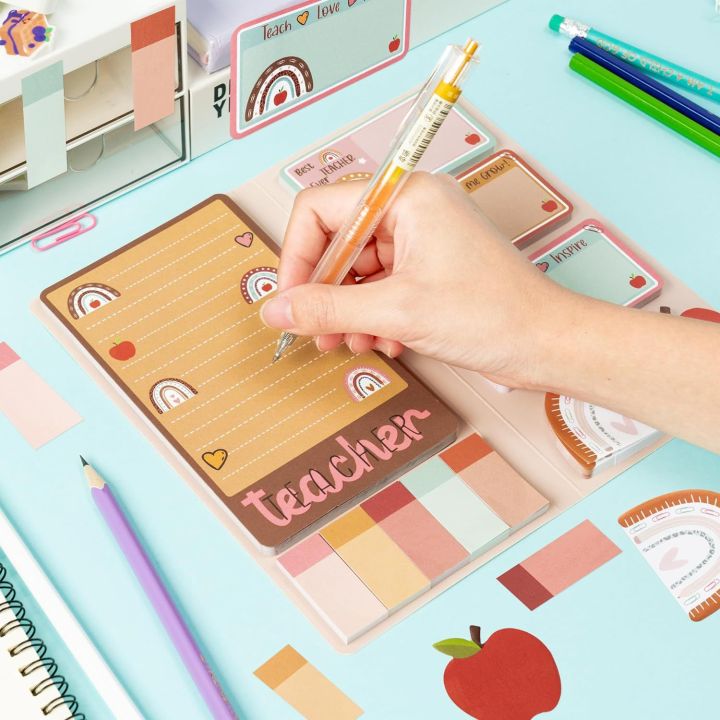 Teachers'%20Day%20Theme%20Sticky%20Note%20Combination%20This%20multi-piece%20set%20of%20cute%20school%20themed%20handbill%20stickers%20cartoon%20Sticky%20notes%20-%20Image%204