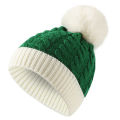 Unisex Winter Red And Green Patchwork Pompoms Knit Hat Christmas Hat For Women Men Christmas Gift. 