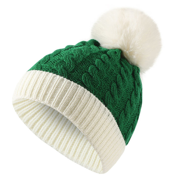 Unisex%20Winter%20Red%20And%20Green%20Patchwork%20Pompoms%20Knit%20Hat%20Christmas%20Hat%20For%20Women%20Men%20Christmas%20Gift%20-%20Image%203