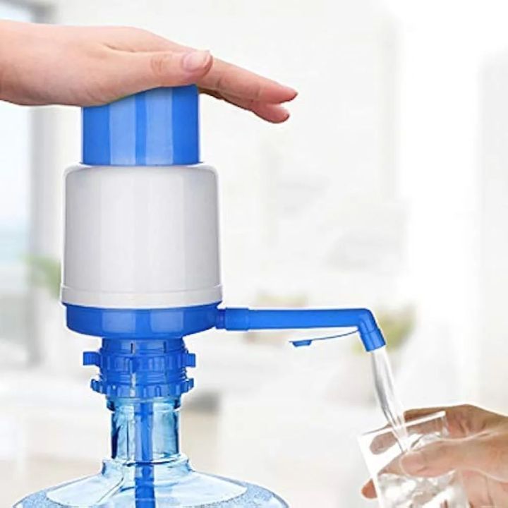 NOBILEA Manual Water Bottle Pump, Easy Drinking Water Pump, Easy Portable Manual Hand Press Dispenser Water Pump for Universal 2-5 Gallon Bottle Coolers (Blue/White)