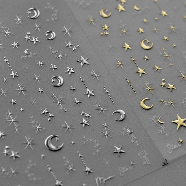 1PC%205D%20Korean%20Bronzing%20Nail%20Stickers%20Japanese%20Gold%20Silver%20Star%20Moon%20Luxury%20DIY%20Nail%20Art%20Decoration%20Decals%20Manicure%20Accessories%20-%20Image%202