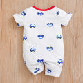 Summer Boys And Girls Cute Cartoon Car Embroidery Cotton Comfortable Casual Short Sleeve Baby Bodysuit. 