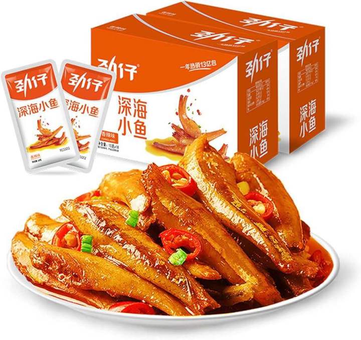 Dried Fish, Spicy Fish Chinese Snacks, 0.3 oz (10 g) x 08 Packs
