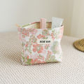 DJDF Pink Flower Small Women's Cosmetic Bag Double Layer Soft Canvas Portable Sanitary Napkin Storage Bag Coin Purse Ins Style. 