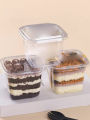 400ml Square Cake Box Packaging Box Tiramisu Dessert Taro Paste Mochi Meat Floss Jar Mousse Cup Wood Pulp Box. 