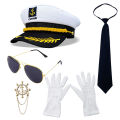 Festival Party Cosplay Navy Captain Dress Up Costume Accessories Sailor Role Playing Hat Set.