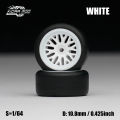 1/64 Model Car White Wheels with Fixed  Tires Comes with Rivets for Diecast Model Refitting Parts for 4pcs 1set. 