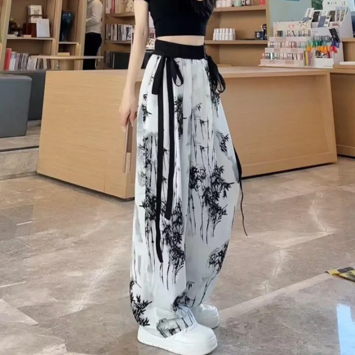 Women's%20Thin%20Casual%20Ice%20Silk%20Chiffon%20Wide%20Leg%20Pants%202025%20Summer%20New%20Style%20Strap%20Drop%20Straight%20Tube%20Floor%20Trousers%20Korean%20Women%20-%20Image%204