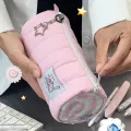 INS Large Capacity Pink Pen Bag Creative Soft Touch Pencil Case Stationery Storage Organizer Creative Students .