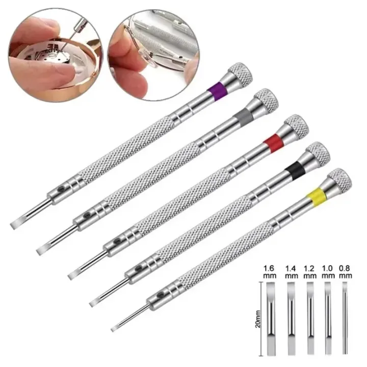 Watch Chain Screwdriver 5pcs/set 0.8-1.6mm Steel Screwdriver for Watch Repairing Portable Watch ...