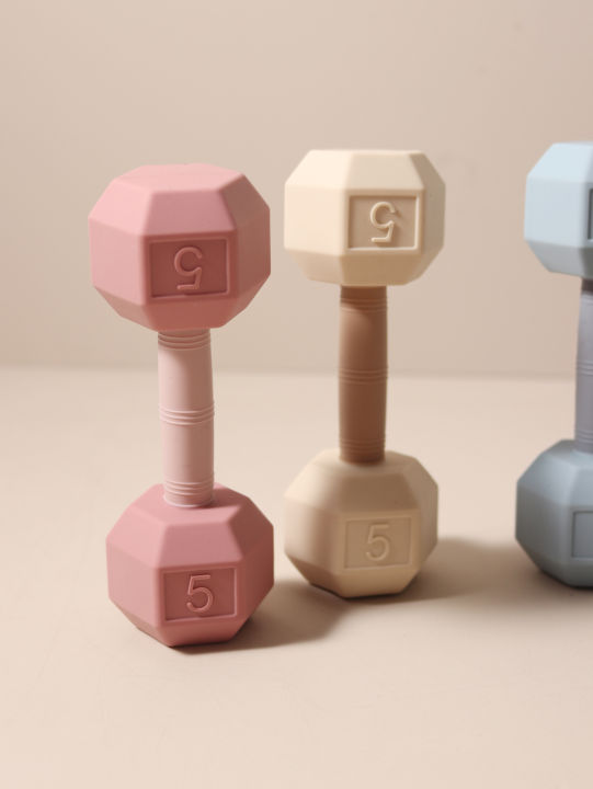 2-in-1 Barbell Shape Silicone Teether baby Rattle Toy with Sound 5kg