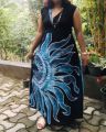 Stylish blue and black batik frock. 