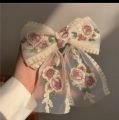 1 pcs hair rainbow bow girls hair accessory with golden chain and pearls - cute and fancy girls hair clip catcher. 