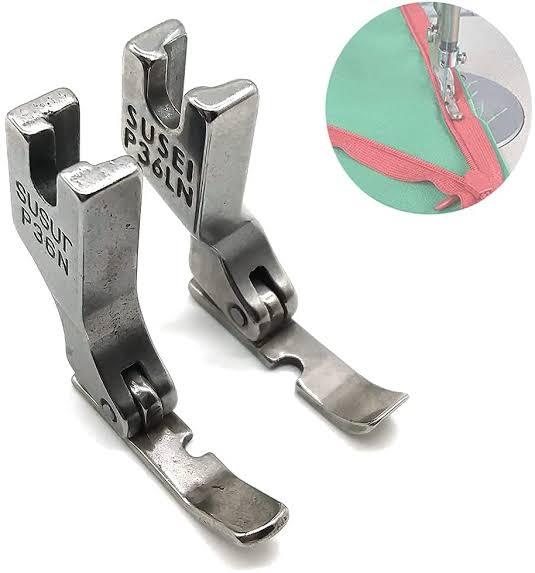 Industrial Sewing Machine Cording & Zipper Presser Foot Set – Left & Right Compatible with Lockstitch Machines