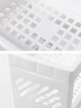 1PC PP Desktop Double Layer Storage Rack Rectangular White Organizing Student Desk Office Cosmetics Stationery. 