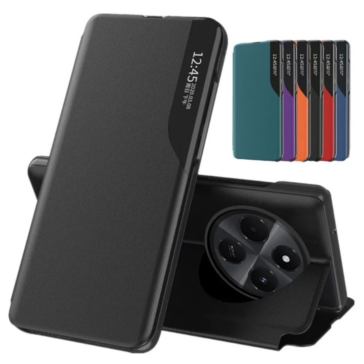 Smart View Flip Book Leather Phone Case For Redmi 14C Note 14 Pro Plus 4G 5G Xiaomi Poco X7 Pro 5G C75 Shockproof Protect Cover