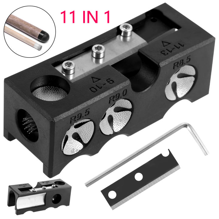 11 IN 1 Billiard Cue Tip Shaper Repair Tool Professional Pool Cue Tip Repairer Aluminum Alloy Billiard Stick Tip Repair Accessor