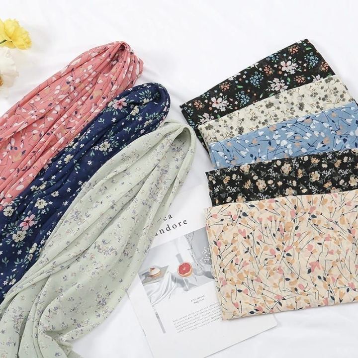 Floral Printed Chiffon Hijab Staler Dupatta Scarf - Random Colors - One Piece