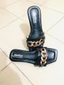 Ladies and Girls Daily Usable Fashionable Flat Shoes | Slim and Gorgeous Design Chain Style Womens Sandals | Girls Slips On Chain Sandals  | Chain Slipper. 
