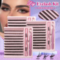 MANJESEN DIY Eyelash Extension Kit 200pcs Individual Lashes Cluster 8-16mm Lash Extension Kit Glue Makeup Tools false eyelashes. 