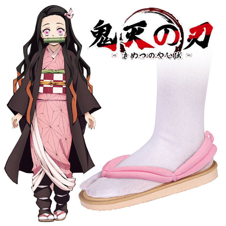1 Pair Anime Cosplay Shoes Tanjirou Nezuko Zenitsu Giyuu Shinobu Kyoujurou Muichirou Mitsuri Sandals Geta Clogs Flip Flops